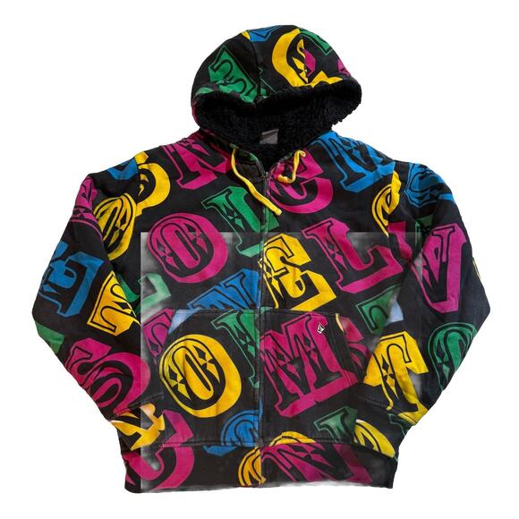 Vtg Volcom Snowboard Sweatshirt Size Medium Shearling Full Zipper Hoodie - Picture 1 of 7